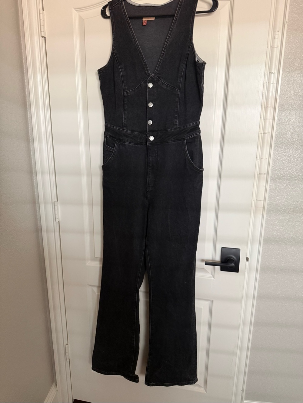 Anthropologie Black Sleeveless Button-Front Jumpsuit - Picture 1 of 10